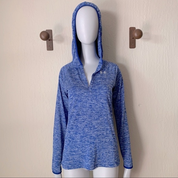 UNDER ARMOUR Loose Fit Athletic Hoodie Lightweight Blue Heathered Size XS - Picture 4 of 15